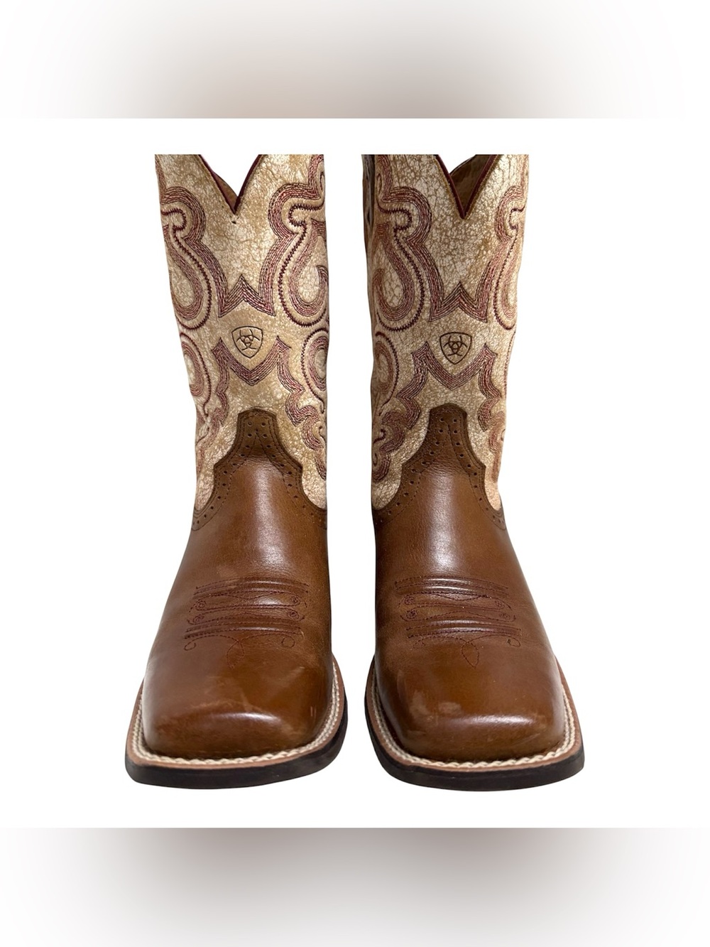 Ariat Quickdraw Women’s 7B Square Toe Western Cowboy Rodeo Boots Brown Leather - Picture 6 of 15